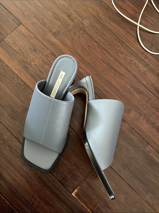 NEIL J RODGERS Shoes - Neil j Rodgers Light Blue Slide Mules with Square Toe
